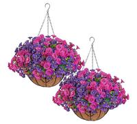 ASTNIC Set di 2 fiori artificiali multicolore per la decorazione della casa fai da te con catena da appendere, eucalipto, gloria mattutina, fiori finti da appendere, fiori di seta primaverili per