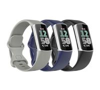Astorgos 3 Pezzi Cinturino Compatibile con Fitbit Charge 6/Fitbit Charge 5 per Donna Uomo, Cinturini di Ricambio in Morbido TPE, Nero/Blu Scuro/Grigio Roccia