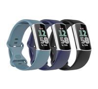 Astorgos 3 Pezzi Cinturino Compatibile con Fitbit Charge 6/Fitbit Charge 5 per Donna Uomo, Cinturini di Ricambio in Morbido TPE, Nero/Blu Scuro/Blu