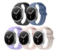 Astorgos 5 Pack Sport Band per Samsung Galaxy Watch 8 Band 40mm 44mm/Galaxy Watch 8 Classic 46mm, Cinturino di Ricambio in Silicone Morbido per Uomini Donne, M/L, No+Rs+Stl+Vl+Blu