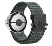 Astorgos Banda Intrecciata Compatibile con Google Pixel Watch 3/4 45mm Bands, Elastico Nylon Traspirante Sport Straps con Upgraded Parachute Buckle per Uomini Donne, Nero Verde