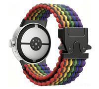 Astorgos Banda Intrecciata Compatibile con Google Pixel Watch 3/4 45mm Bands, Elastico Nylon Traspirante Sport Straps con Upgraded Parachute Buckle per Uomini Donne, Nero Arcobaleno