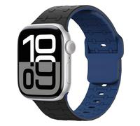 Astorgos Banda Sportiva Compatibile con Apple Watch Ultra 2/Ultra 49mm,S10 46mm,9/8/7 45mm,SE/6/5/4 44mm,3/2/1 42mm, Fascia in Silicone Regolabile e Cinturino di Ricambio Traspirante, Nero/Blu