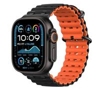 Astorgos Bicolor Cinturino Ocean per Apple Watch Ultra 3/2/1 49mm, S11/S10 46mm, 9/8/7 45mm, SE3/SE2/SE/6/5/4 44mm, 3/2/1 42mm, Connettore Metallico Sportivo Traspirante Extra Lungo, Nr+NrArancione