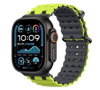 Astorgos Bicolor Cinturino Ocean per Apple Watch Ultra 3/2/1 49mm, S11/S10 46mm, 9/8/7 45mm, SE3/SE2/SE/6/5/4 44mm, 3/2/1 42mm, Connettore Metallico Sportivo Traspirante Extra Lungo, Nr+LimeGrigio