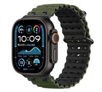 Astorgos Bicolor Cinturino Ocean per Apple Watch Ultra 3/2/1 49mm, S11/S10 46mm, 9/8/7 45mm, SE3/SE2/SE/6/5/4 44mm, 3/2/1 42mm, Connettore Metallico Sportivo Traspirante Extra Lungo, Nr+VerdeMNero
