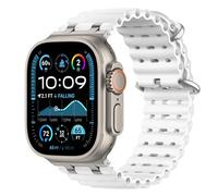 Astorgos Bicolor Cinturino Ocean per Apple Watch Ultra 3/2/1 49mm, S11/S10 46mm, 9/8/7 45mm, SE3/SE2/SE/6/5/4 44mm, 3/2/1 42mm, Connettore Metallico Sportivo Traspirante Extra Lungo, Art+Bianco Trd