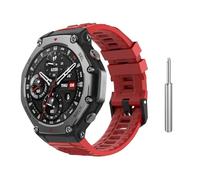 Astorgos Cinturino Compatibile con Amazfit T-Rex 3, Cinturino Sportivo di Ricambio in Silicone Morbido con Cacciavite per Uomo Donna, Rosso