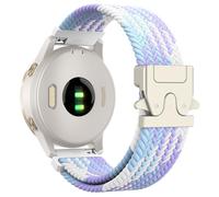 Astorgos Cinturino in Nylon Intrecciato Compatibile con Garmin Venu 4 41mm/3S/2S; Forerunner 265S/255S; Vivoactive 4S/Vivomove 3S, 18 mm Cinturino Sportivo Elastico Fibbia Paracadute, Argento/Viola
