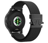 Astorgos Cinturino in Nylon Intrecciato Compatibile con Garmin vivoactive 6/5/3, Forerunner 55/245/645/570 42mm, Garmin Venu, 20 mm Cinturino Sportivo Elastico Fibbia Paracadute Donne Uomini,Nero/Nero
