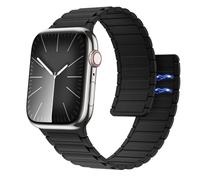 Astorgos Cinturino Magnetico Compatibile con Apple Watch Cinturini iWatch Series 9 8 7 6 5 4 3 2 1 SE 38/40/41mm, Regolabile Cinturino in Silicone Morbido, Collegamento Magnetico, Nero