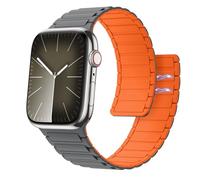 Astorgos Cinturino Magnetico Compatibile con Apple Watch Cinturini iWatch Series 9 8 7 6 5 4 3 2 1 SE 38/40/41mm, Regolabile Cinturino in Silicone Morbido, Collegamento Magnetico,GrigioArancione