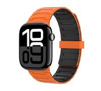 Astorgos Cinturino Magnetico Compatibile con Apple Watch Ultra 3/2/1 49mm,S11/S10 46mm,9/8/7 45mm,SE3/SE2/SE/6/5/4 44mm,3/2/1 42mm,Regolabile Cinturino in Silicone Morbido,Collegamento Magnetico,A/Ner