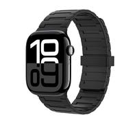 Astorgos Cinturino Magnetico Compatibile con Apple Watch Ultra 3/2/1 49mm,S11/S10 46mm,9/8/7 45mm,SE3/SE2/SE/6/5/4 44mm,3/2/1 42mm,Regolabile Cinturino in Silicone Morbido,Collegamento Magnetico, Nero