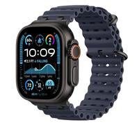 Astorgos Cinturino Ocean compatibile con Apple Watch Ultra 2/Ultra 49mm, S10 46mm,9/8/7 45mm,SE/6/5/4 44mm,3/2/1 42mm,Cinturini Sportivo con Connettore in Metallo per Uomo e Donna, Nero/Blu Marino
