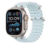 Astorgos Cinturino Ocean compatibile con Apple Watch Ultra 2/Ultra 49mm, S10 46mm,9/8/7 45mm,SE/6/5/4 44mm,3/2/1 42mm,Cinturini Sportivo con Connettore in Metallo per Uomo e Donna,Argento/Blu Ghiaccio