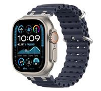 Astorgos Cinturino Ocean compatibile con Apple Watch Ultra 2/Ultra 49mm, S10 46mm,9/8/7 45mm,SE/6/5/4 44mm,3/2/1 42mm,Cinturini Sportivo con Connettore in Metallo per Uomo e Donna, Argento/Blu Marino