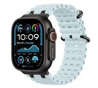 Astorgos Cinturino Ocean compatibile con Apple Watch Ultra 2/Ultra 49mm, S10 46mm,9/8/7 45mm,SE/6/5/4 44mm,3/2/1 42mm,Cinturini Sportivo con Connettore in Metallo per Uomo e Donna, Nero/Blu Ghiaccio
