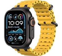 Astorgos Cinturino Ocean compatibile con Apple Watch Ultra 3/2/1 49mm,S11/S10 46mm,9/8/7 45mm,SE3/SE2/SE/6/5/4 44mm,3/2/1 42mm,Cinturini Sportivo con Connettore in Metallo, Nero/Giallo