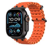 Astorgos Cinturino Ocean compatibile con Apple Watch Ultra 3/2/1 49mm,S11/S10 46mm,9/8/7 45mm,SE3/SE2/SE/6/5/4 44mm,3/2/1 42mm,Cinturini Sportivo con Connettore in Metallo,Nero/Aranci