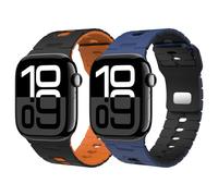 Astorgos Cinturino Sportivi Compatibile con Apple Watch Ultra 3/2/1 49mm,S11/S10 46mm,9/8/7 45mm,SE3/SE2/SE/6/5/4 44mm,3/2/1 42mm,Cinturino in Silicone Bicolore per Uomini e Donne, NrAncne+MzntBluNr