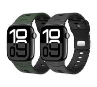 Astorgos Cinturino Sportivi Compatibile con Apple Watch Ultra 3/2/1 49mm,S11/S10 46mm,9/8/7 45mm,SE3/SE2/SE/6/5/4 44mm,3/2/1 42mm,Cinturino in Silicone Bicolore per Uomini e Donne, NrCbNr+VdMltNr