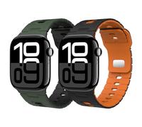 Astorgos Cinturino Sportivi Compatibile con Apple Watch Ultra 3/2/1 49mm,S11/S10 46mm,9/8/7 45mm,SE3/SE2/SE/6/5/4 44mm,3/2/1 42mm,Cinturino in Silicone Bicolore per Uomini e Donne, NrArn+VdMlNr