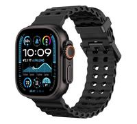 Astorgos Cinturino Traspirante Ocean Compatibile con Apple Watch Ultra 3/2/1 49mm,S11/S10 46mm,9/8/7 45mm,SE3/SE2/SE/6/5/4 44mm,3/2/1 42mm,Cinturini Sportivo in Silicone per Uomo e Donna, Nero