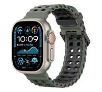 Astorgos Cinturino Traspirante Ocean Compatibile con Apple Watch Ultra 3/2/1 49mm,S11/S10 46mm,9/8/7 45mm,SE3/SE2/SE/6/5/4 44mm,3/2/1 42mm,Cinturini Sportivo in Silicone per Uomo e Donna,VerdeScr/Nero