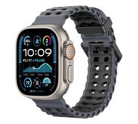 Astorgos Cinturino Traspirante Ocean Compatibile con Apple Watch Ultra 3/2/1 49mm,S11/S10 46mm,9/8/7 45mm,SE3/SE2/SE/6/5/4 44mm,3/2/1 42mm,Cinturini Sportivo in Silicone per Uomo e Donna,NCarbone/Nero
