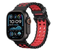 Astorgos Cinturino Traspirante Ocean Compatibile con Apple Watch Ultra 3/2/1 49mm,S11/S10 46mm,9/8/7 45mm,SE3/SE2/SE/6/5/4 44mm,3/2/1 42mm,Cinturini Sportivo in Silicone per Uomo e Donna, Nero/Rosso