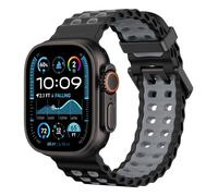 Astorgos Cinturino Traspirante Ocean Compatibile con Apple Watch Ultra 3/2/1 49mm,S11/S10 46mm,9/8/7 45mm,SE3/SE2/SE/6/5/4 44mm,3/2/1 42mm,Cinturini Sportivo in Silicone per Uomo e Donna,Nero & Grigio