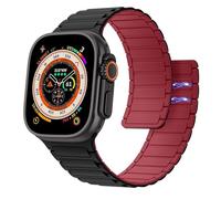 Astorgos Magnetico Cinturino Compatibile con Apple Watch Ultra 3/2/1 49mm,S11/S10 46mm,9/8/7 45mm,SE3/SE2/SE/6/5/4 44mm,3/2/1 42mm,Regolabile Sport Cinturini in Silicone Morbido,NeroR