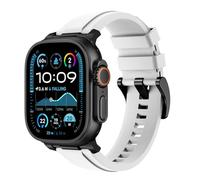 Astorgos Sport Band Compatibile con Apple Watch Ultra 3/2/1 49mm,S11/S10 46mm,9/8/7 45mm,SE3/SE2/SE/6/5/4 44mm,3/2/1 42mm,Cinturino Regolabile in Silicone per Orologi Traspirante di Ricambio,Bianc