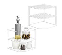 ASTOTSELL Organizzatore per armadietto da cucina [2 pezzi], 3 ripiani bianco portapiatti ad angolo per riporre l'armadio della cucina - Organizzatore per ripiano per riporre gli armadietti