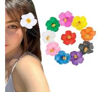 AstraGlam 10 pezzi Set di Fermagli per Capelli a Forma di Fiore, Grandi Mollette Antiscivolo per Capelli, Fermaglio Hawaiano per Donne, Accessori Capelli Fiore per Feste Estive, 3.5 Pollici