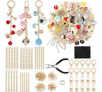 AstraGlam 325 Pezzi Set per Creazione di Portachiavi - Set di Charms e Perline per Creazione Gioielli, Accessori per Borse, Portachiavi e Creazione Gioielli
