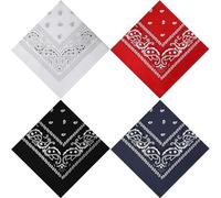 AstraGlam 4 pezzi Bandane 100% cotone per Uomo Donna, Paisley Elegante Cowboy come Fasce, Fazzoletto, multiuso come Maschera Viso, Polsino per Moto Ciclismo