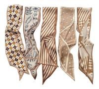 AstraGlam 5 pezzi foulard donna per borsa, sciarpa di seta satin per borsa, fascia leggera boho per capelli, accessorio moda elegante per capelli