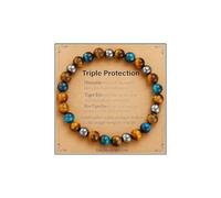 AstraGlam Bracciale Tripla Protezione con Occhio di Tigre, Occhio di Tigre Blu e Ematite 8mm - Forza, Protezione e Equilibrio per Uomo Donna, Regalo per Festa della Mamma, Festa del Papà, Natale o