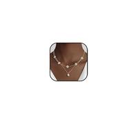 AstraGlam Collana Dorata Donna Con Design Daisy Pearl Placcato Oro 14K, Set 2 Collane Donna Oro, Con Grande Pendente Di Perle E Collana Daisy Placcata Oro, Set Collane In Scatola Regalo