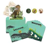 AstraGlam Festa Di Compleanno Bambini Dinosauro Inviti, Set 12 Con Buste E Adesivi, Carte Di Qualità Per Ragazzi, Perfetto Per Feste A Tema