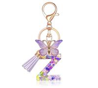 AstraGlam Portachiavi a forma di lettera Z, motivo farfalla, per ragazze, con lettere personalizzate, scelta delle iniziali, regalo per donne, portachiavi M