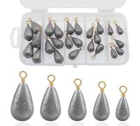 AstraGlam Set di Piombi da Pesca con Girella, 25 Pezzi in 5 Dimensioni 3,5g 5g 7g 10g 14g, Piombi Drop Shot, Piombi per Pesca di Bass e Siluro, Accessori da Pesca in Acqua Salata e Dolce