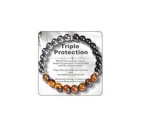 AstraGlam tripla protezione braccialetto con occhio di tigre, tormalina nera e ematite - Forza, Protezione & Equilibrio per uomo donna, regalo per festa della mamma, festa del papà, Natale,