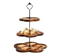 Astralong Alzata per Cupcake in Legno, 3 Livelli Alzate per Dolci e Frutta, Alzatina per Dolci con Manico in Metallo, Alzatine per Buffet, Espositore per Dessert, Torte, Feste, Pomeridiano