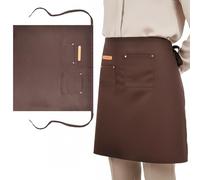 Astralong Grembiuli Vita Lungo, Grembiule a Vita da Cucina con 2 Tasche, Mezzo Grembiule Cameriere Cameriera, Grembiule da Cuoco in Tela Impermeabile, per Ristorante Caffè Giardini Barista (Marrone)