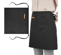 Astralong Grembiuli Vita Lungo, Grembiule a Vita da Cucina con 2 Tasche, Mezzo Grembiule Cameriere Cameriera, Grembiule da Cuoco in Tela Impermeabile, per Ristorante Caffè Giardini Barista (Nero)