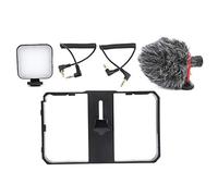 AstraLoom Vlog Live Mobile Phone Photography Support Stabilizer Set with Fill Light and Microphone Professional Video Kit for Content Creators Black Plastic 384g
