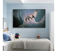 Astratta Moderna Arte Della Parete Amore Bacio Tela Pittura Poster e Stampe Nordic Wall Pictures for Living Room Wall Art Decor 80x130cm (31x51in) Con cornice